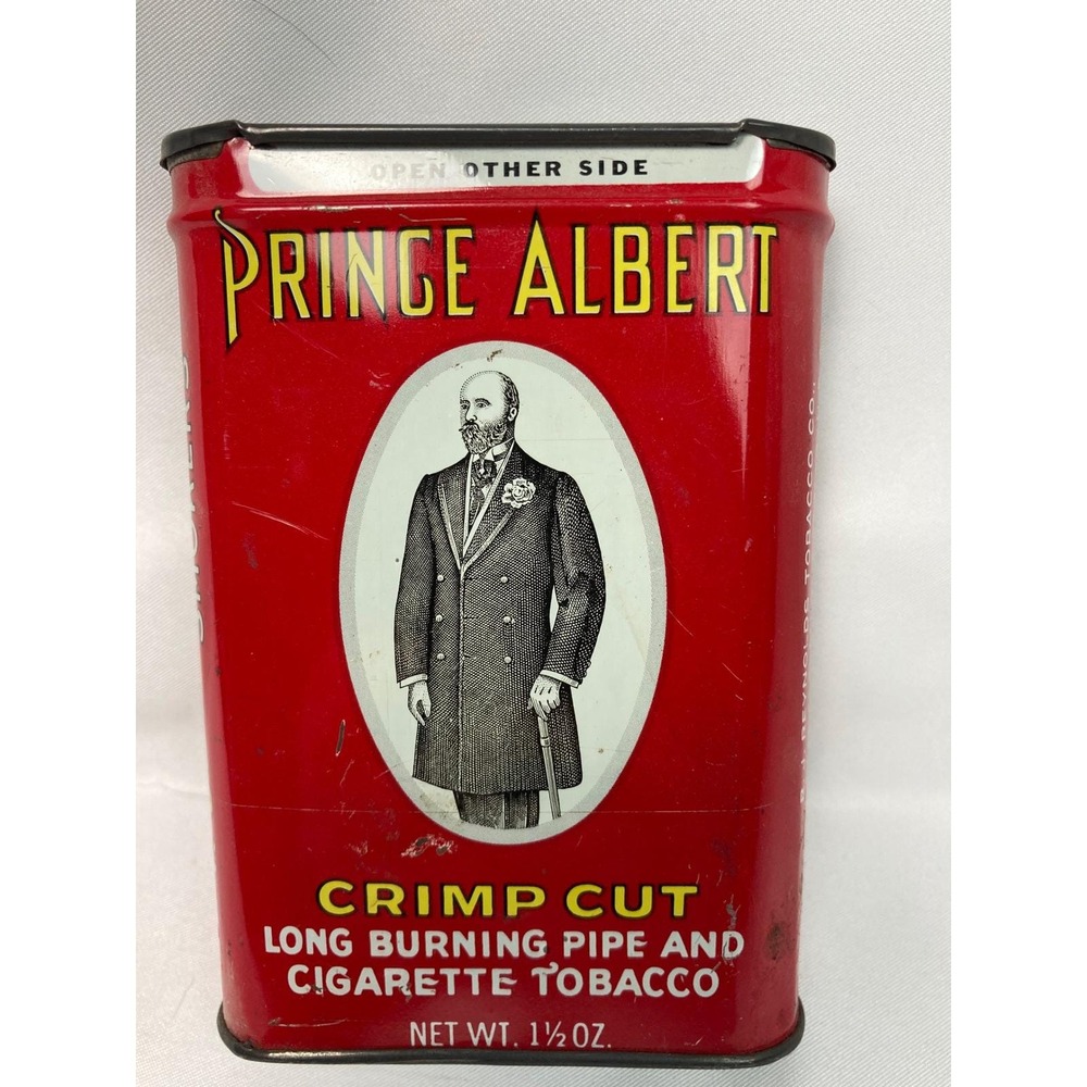 Vintage Prince Albert Crimp Cut Tobacco Tin 1½ oz Red Push Up R.J. Reynolds